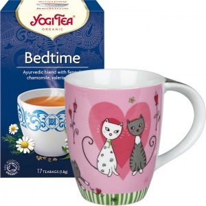 Set cadou Ceai de seară ecologic Yogi Tea și Cană Pisicuțe îndrăgostite